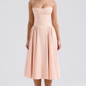 HOUSE of CB Samaria peach parfait twill corset dress